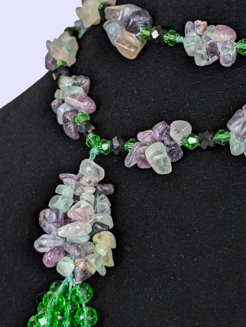 Green Crystal & Fluorite Chip Infinity Necklace